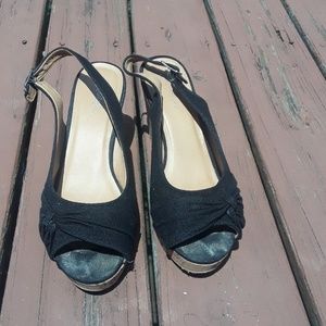 Cute Black Frabric Wedge